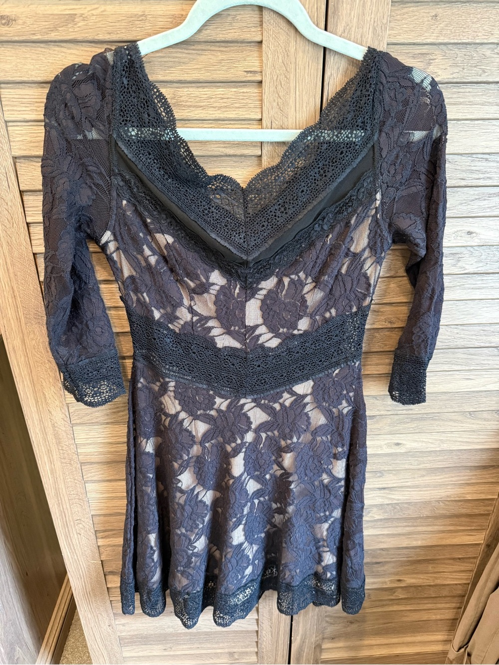 Free People Navy Lace V-Neck Women's Dress